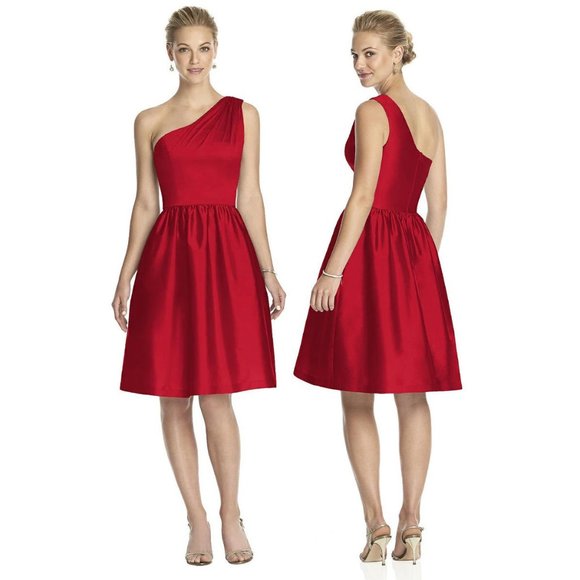 Alfred Sung Bridesmaid One Shoulder Dress in Snow White NWT size 14 - Picture 3 of 3